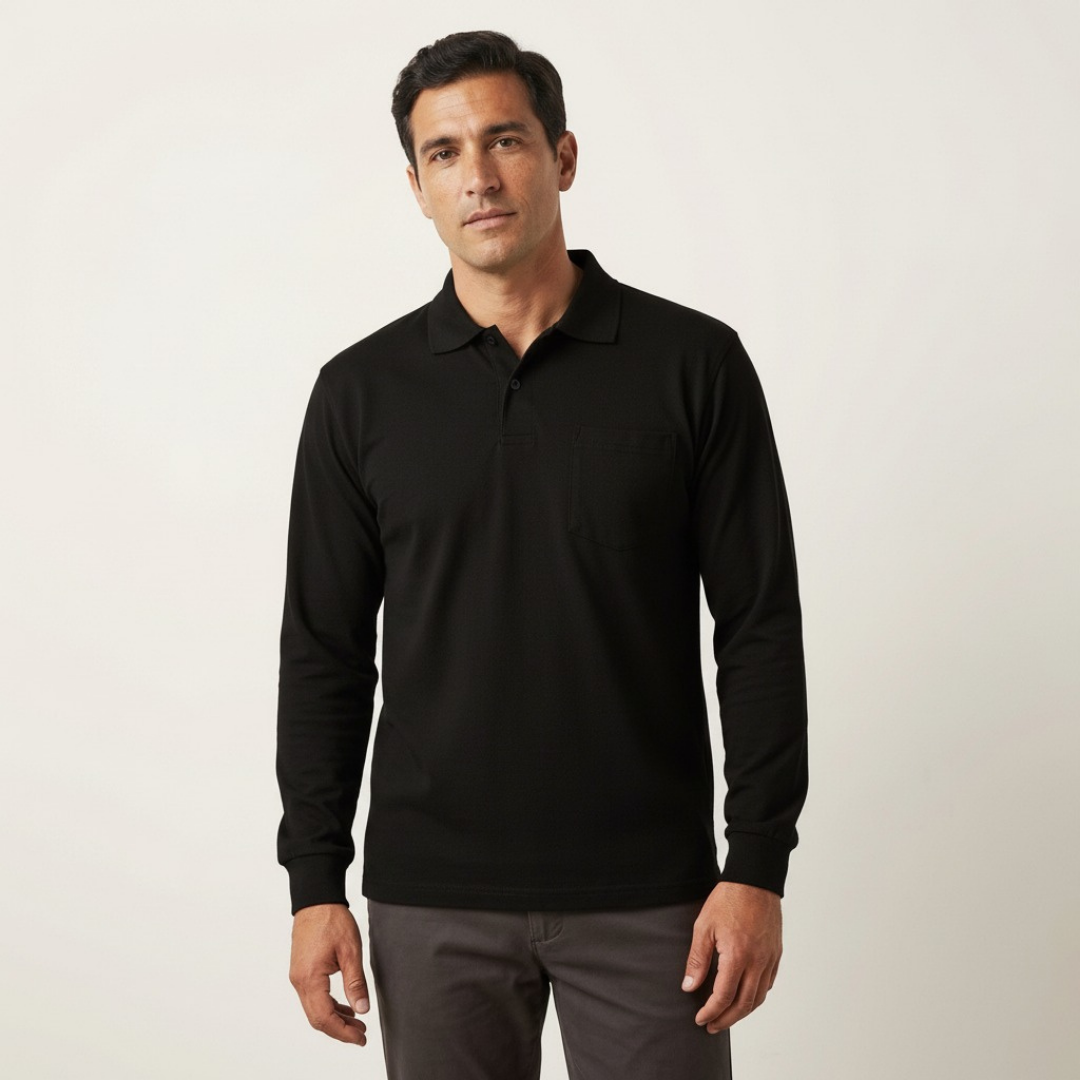 Polo Yaka Uzun Kol Open-End T-shirt1