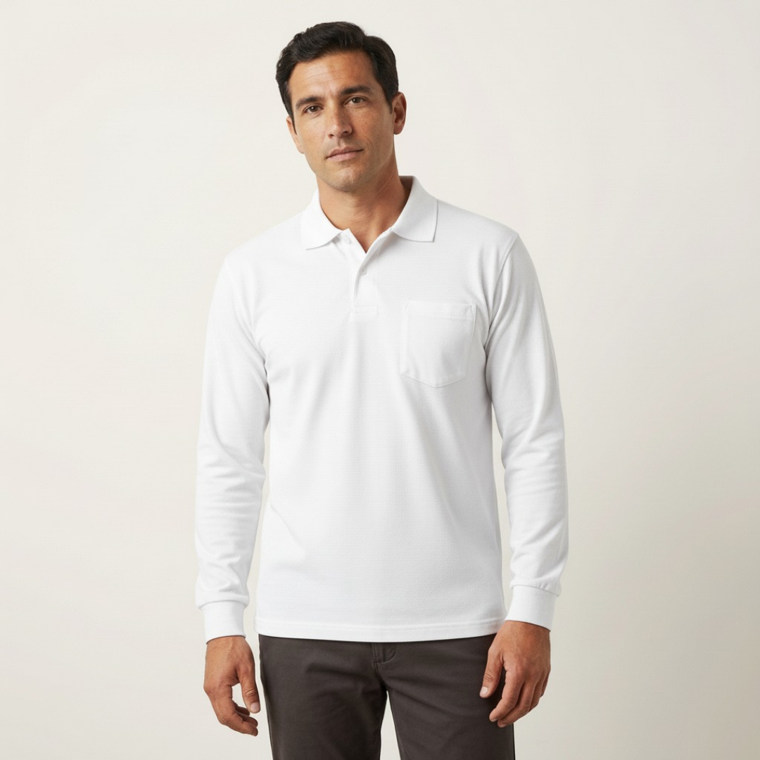 Polo Yaka Uzun Kol Open-End T-shirtt