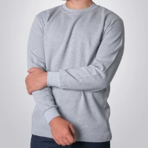 Sıfır Yaka Süprem Uzun Kol T-shirt Gri
