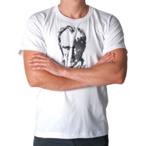 Sıfır Yaka Yetişkin Baskılı T-shirt Beyaz Atatürk